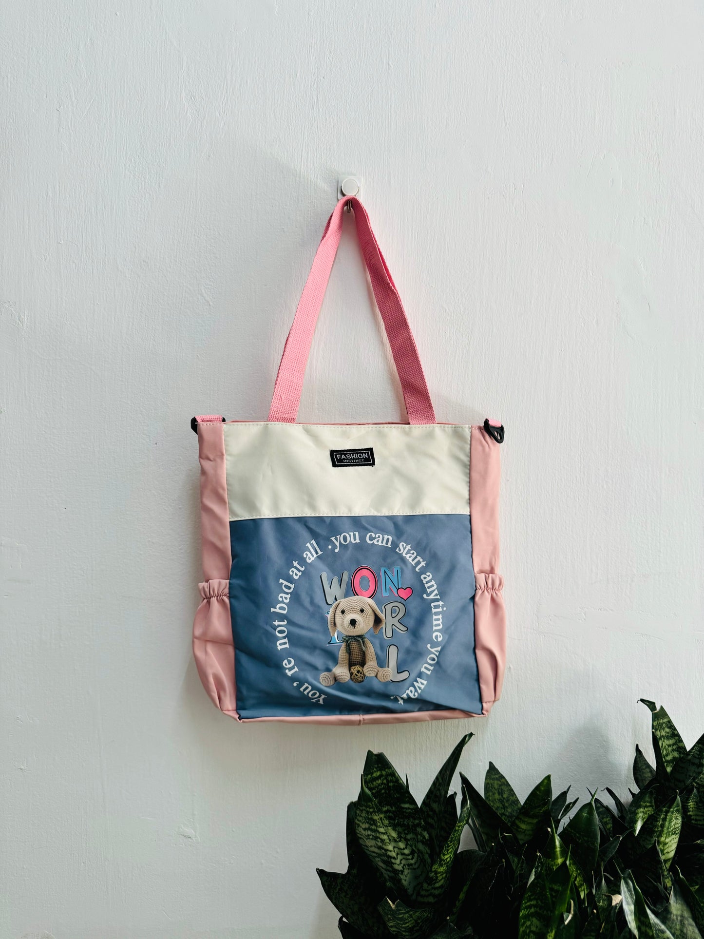 IMPORTED TOTEBAG PINK DOG